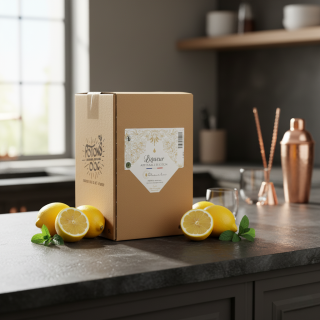 BIB Liqueur Artisanale de Citron dans une cuisine moderne pour préparation de cocktails