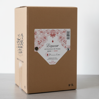 BIB 5 litres de Liqueur de Fraise Artisanale Potions d'Oc - Vue du conditionnement carton