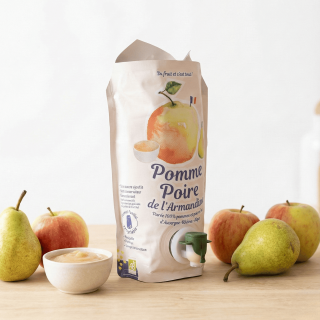 Pouch-up Pomme Poire de l'Armandine - Compote bio sans sucre ajouté avec pommes et poires fraîches