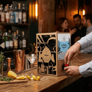 Service au verre depuis le Bib de Vodka Française VRAC Tessendier 4.5L en ambiance bar cocktail.