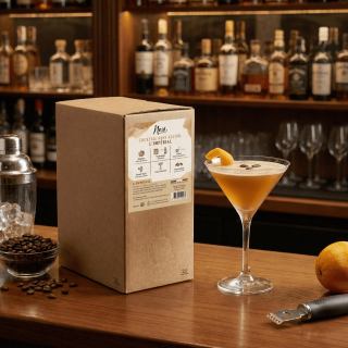 Verre de mocktail L'Impérial couleur ambrée avec grains de café et zeste d'orange