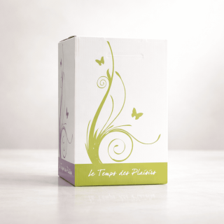 Cubi de vin blanc Le Temps des Plaisirs sur fond clair