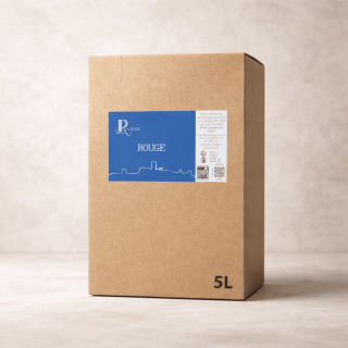 Cubi de vin rouge 5L du Domaine J. Rivière sur fond clair