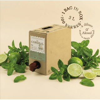 Cubi de 3 litres de Cordial saveur Cuba à la menthe et citron vert 0° d'alcool