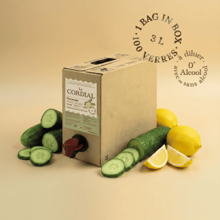 Fontaine de 3 litres de Cordial sans alcool saveur concombre et citron